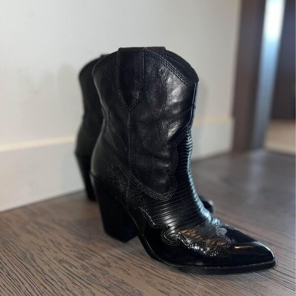 Aldo BRAND NEW worn once black cowboy boots - Size 8 Women’s - Picture 1 of 3